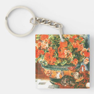 Porte-clefs Pierre-Auguste Renoir Geraniums Et Chats