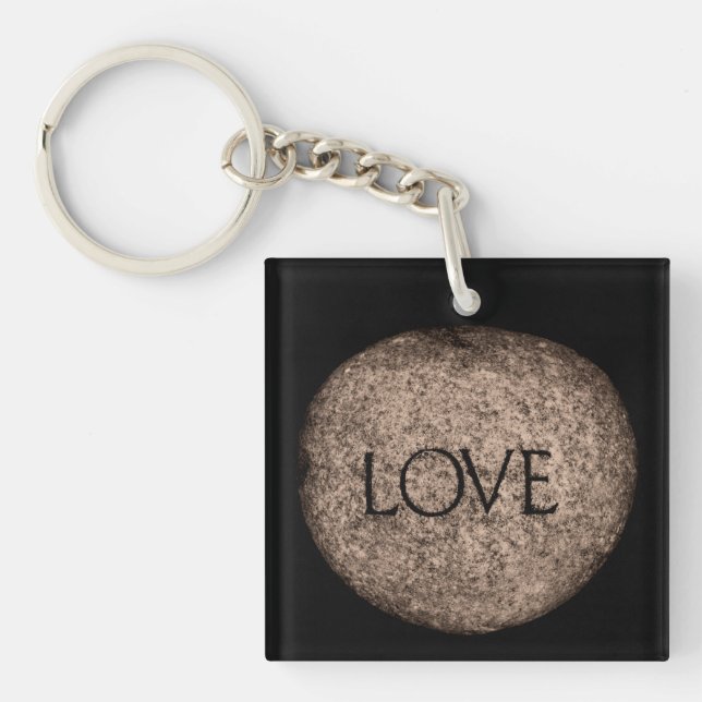 Porte-clefs Pierre sculptée "Amour" à Sepia (Devant)