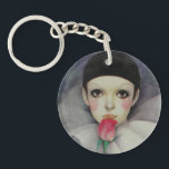 Porte-clefs Pierrot, années 1980<br><div class="desc">Porte - clé acrylique rond à un côté avec une image vintage du triste clown Pierrot, un personnage qui a évolué en apparence avec Romantique, Décadent, Symboliste, et le début moderniste théâtre et art. Cette image est l'image populaire de Pierrot dans les années 1980. Voir l'ensemble de la collection de...</div>