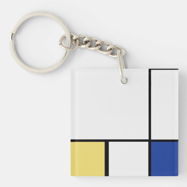 Porte-clefs Piet Mondrian - Composition Abstrait géométrique (Devant)