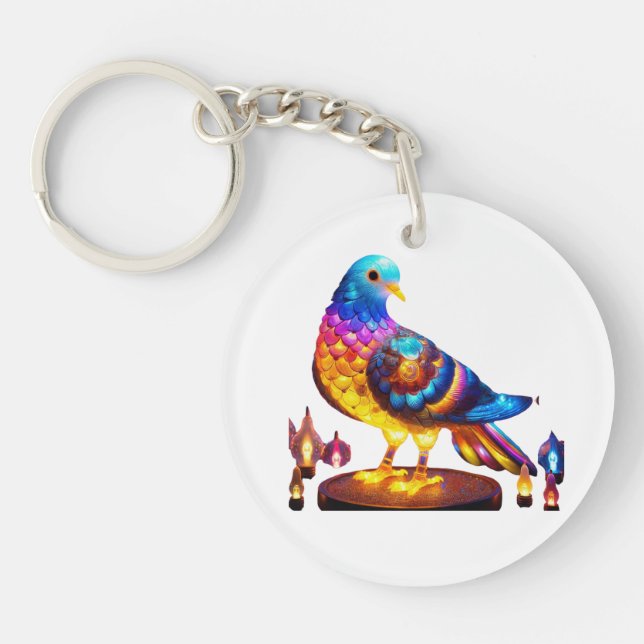 Porte-clefs Pigeon urbain rayonnant (Devant)