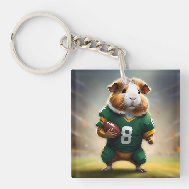 Porte-clefs Pigskin Prodigy : Le Quarterback Cochon d'Inde, (Devant)