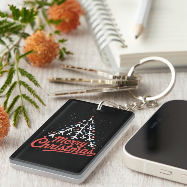 Porte-clefs Pilote de sapin de Noël d'avion (Devant droit)