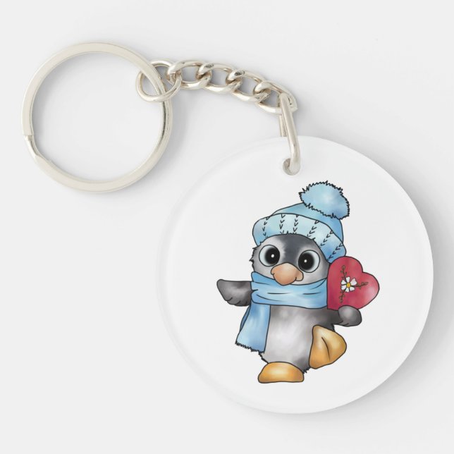 Porte-clefs Pingouin avec coeur (Devant)