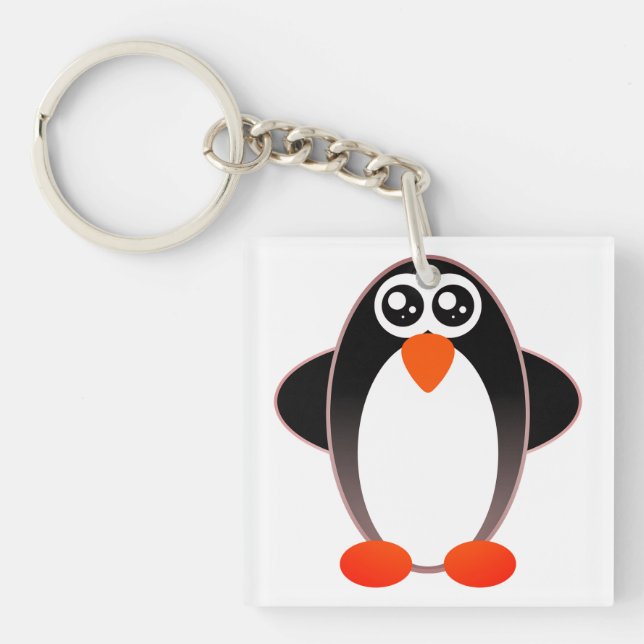 Porte-clefs Pingouin, Dessin, Noir Et Blanc (Devant)