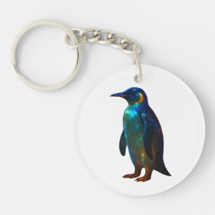 Porte-clefs Pingouin en verre coloré