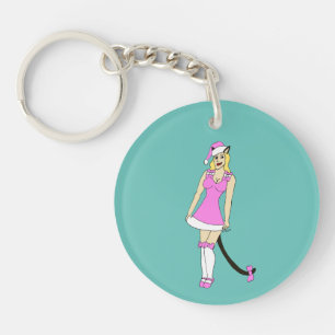Porte-clefs Pink Christmas catgirl