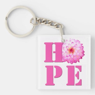 Porte-clefs Pink Dahlia Flower Photo HOPE Porte - clé