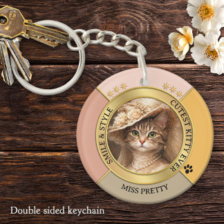Porte-clefs Pink Gorgeous Chic Cat Photo 
