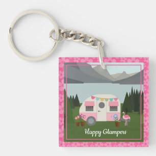 Porte-clefs Pink Happy Glamper Campers Porte - clé acrylique