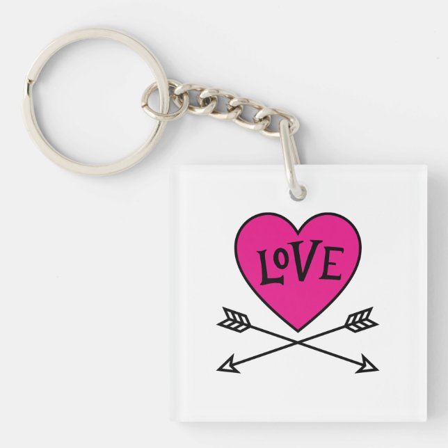 Porte-clefs Pink Heart Cupid's Bows LOVE Magnet (Devant)