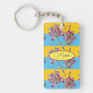 Porte-clefs Pink Lily Aquarelle Peinture Girls Floral Art