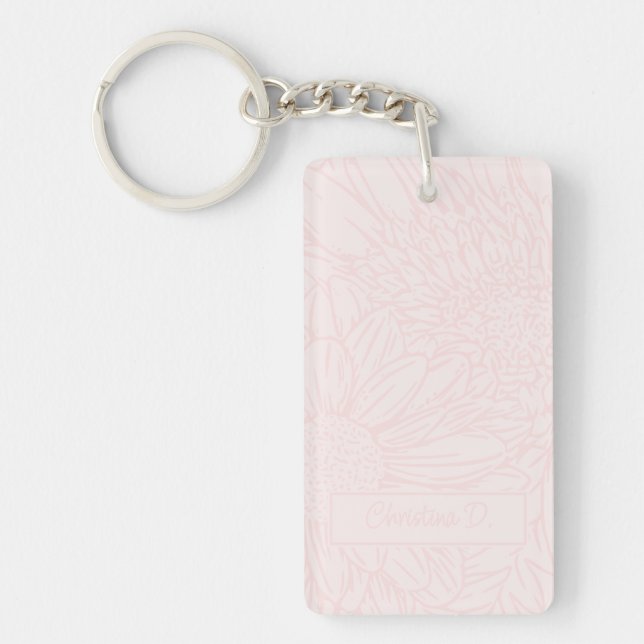 Porte-clefs Pink on Pale Pink Chrysanthemums with Photo (Devant)