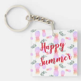 PORTE-CLEFS PINK & ORANGE PINEAPPLE HEUREUX ÉTÉ