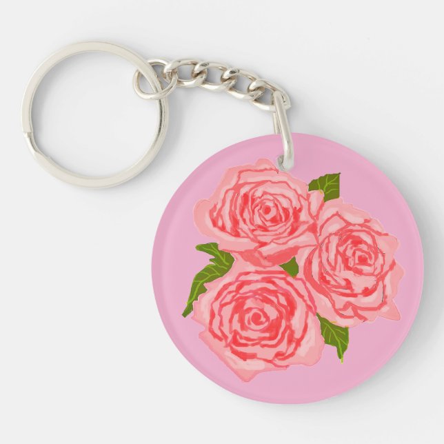 Porte-clefs Pink roses (Devant)