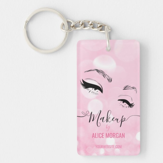 Porte-clefs Pink Sparkly Makeup Artist Glamour Bokeh Sequin QR (Devant)