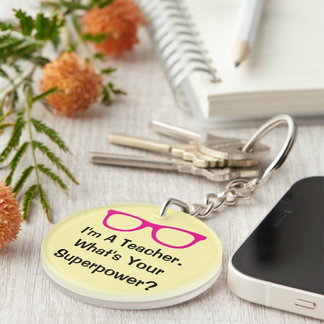 Porte-clefs Pink spectacles funny teacher keychain gift (Devant Droit)