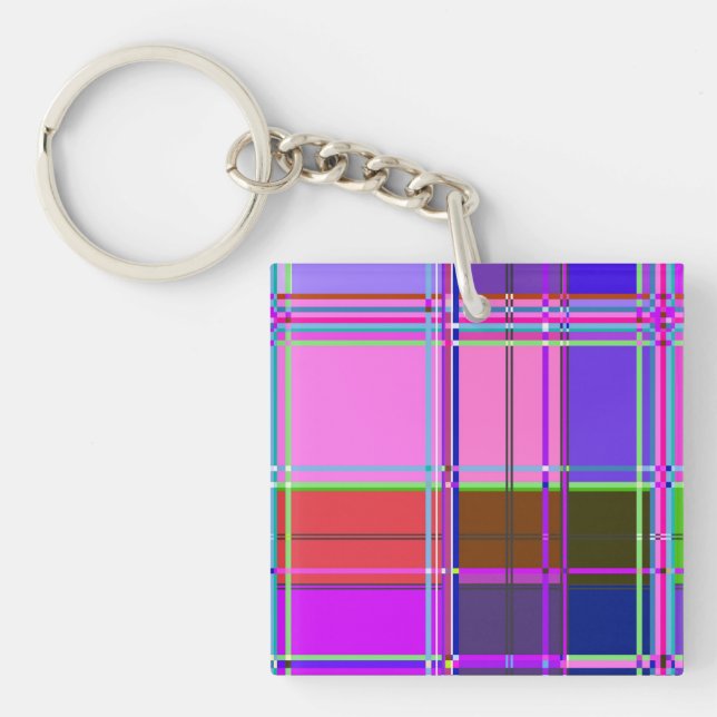 Porte-clefs Pink tartan Fabric Pattern Cloth Madras (Devant)