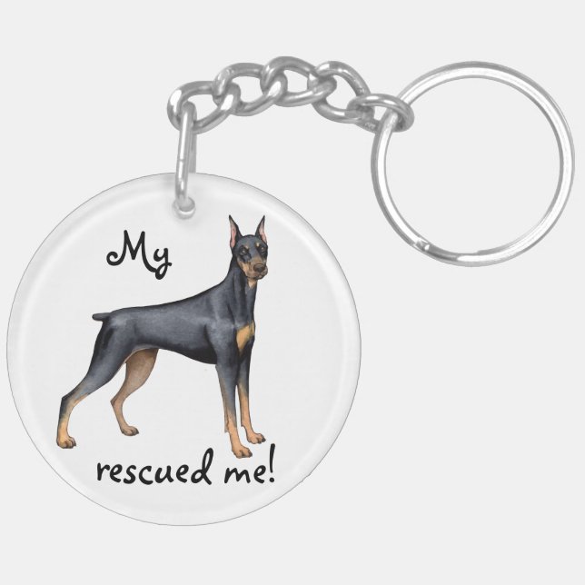 Porte-clefs Pinscher de dobermann de délivrance (Dos droit)