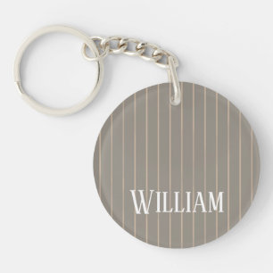 Porte-clefs Pinstripes beiges personnalisées