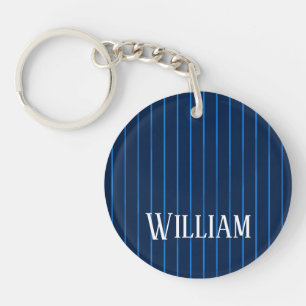 Porte-clefs Pinstripes bleu marine personnalisées