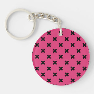 Porte-clefs Piqûres de croix noire sur fuchsia