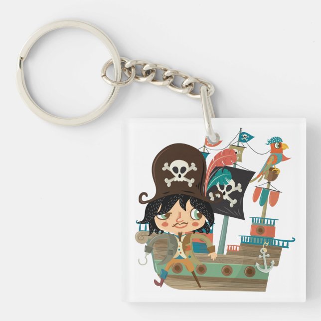 Porte-clefs Pirate et bateau de pirate (Devant)