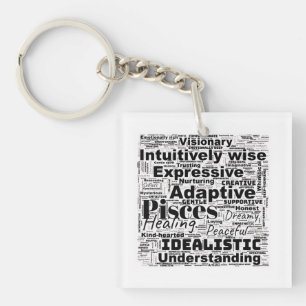 Porte-clefs Pisces Word Cloud Zodiac Inspiration T-shirt
