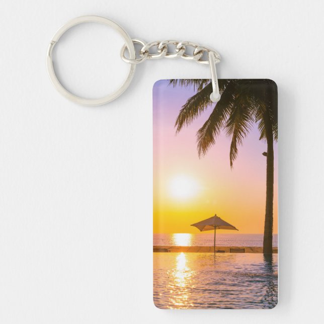 Porte-clefs Piscine extérieure avec parasol-23543 (Devant)