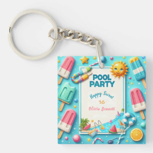 Porte-clefs Piscine Fête Anniversaire Sweet sixteen Été Nage