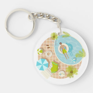 Porte-clefs Piscine mec sur la plage tropicale estivale vacanc