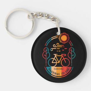 Porte-clefs Piste cyclable de l'île Retro Mackinac
