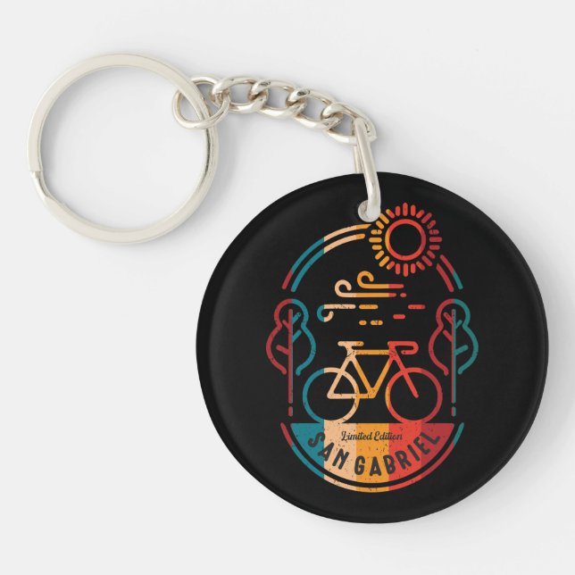 Porte-clefs Piste cyclable Retro San Gabriel. (Devant)