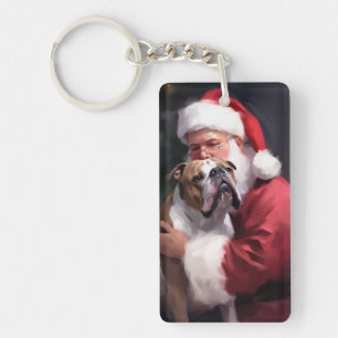 Porte-clefs Pitbull avec le Père Noël Fête de Noël