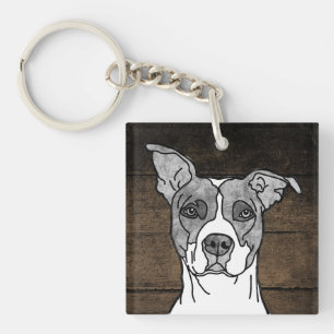 Porte-clefs Pitbull rustique