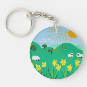 Porte-clefs pittoresque illustration amusante de mouton mignon