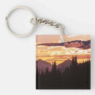 Porte-clefs Pittoresque Sunset Mountains Jungle Pine Tree Fall