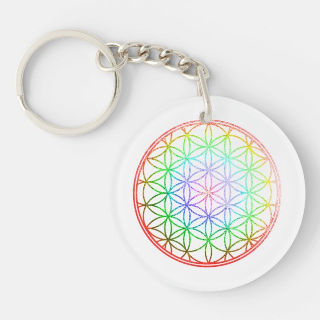 Porte-clefs PixDezines Fleur de Vie / Faux Feuille+Marbre (Devant)
