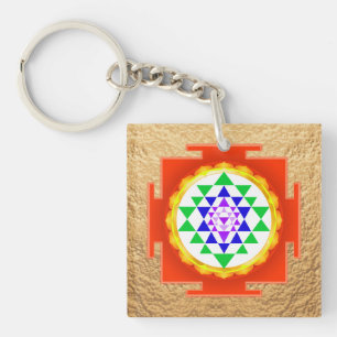 Porte-clefs PixDezines Sri Yantra Chakra Nettoyage/Lueur Orang