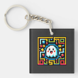 Porte-clefs Pixel Ghost Maze - Jeu Retro Inspiré Arcade