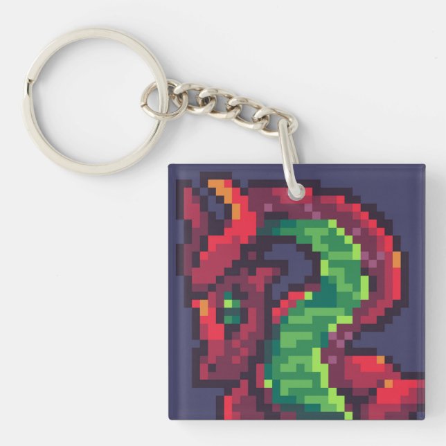 Porte-clefs Pixelart, dragon (Devant)