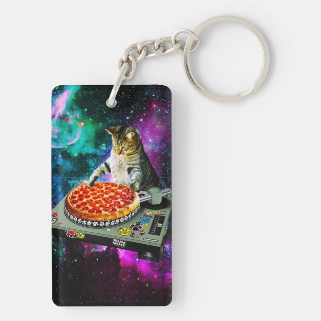 Porte-clefs Pizza de chat du DJ de l'espace (Dos)