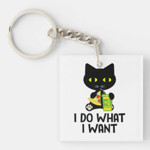 Porte-clefs Pizza de chat noir & café Nuit Tee de café