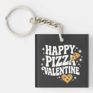 Porte-clefs Pizza Joyeuse Saint-Valentin Design Drôle de Pizza