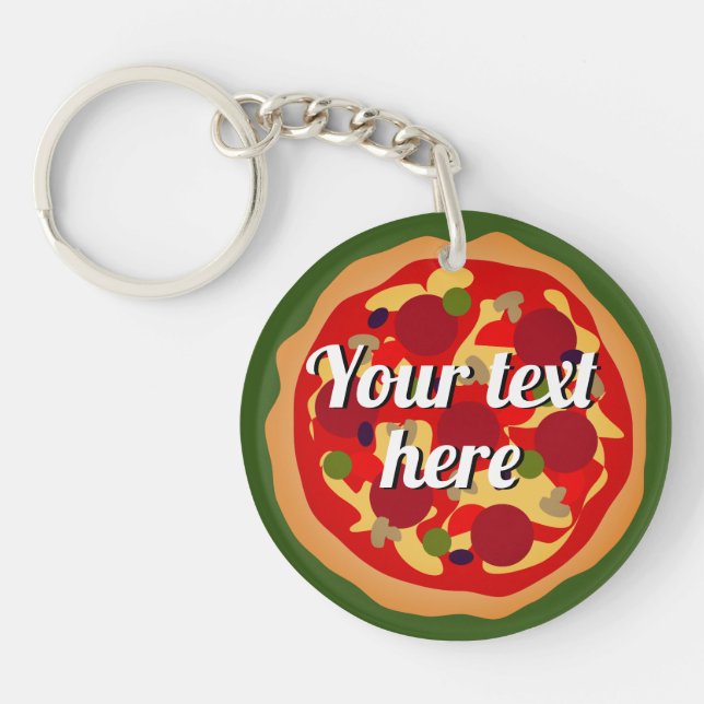Porte-clefs pizza pepperoni italienne ronde personnalisée (Devant)