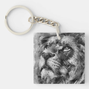 Porte-clefs Placid Lion Face Argent