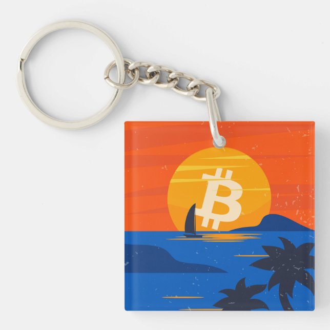 Porte-clefs Plage Bitcoin (Devant)