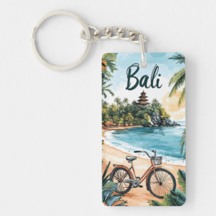 Porte-clefs Plage de Bali avec vélo - Voyage tropical