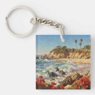 Porte-clefs Plage de Californie Art côtier impressionniste