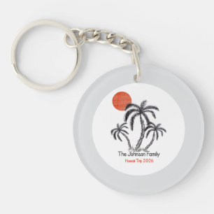 Porte-clefs Plage de coucher de soleil tropical Palmier Vacanc